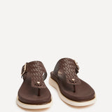Jovelle Brown Woven Toe Post Flat Sandal