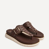 Jovelle Brown Woven Toe Post Flat Sandal