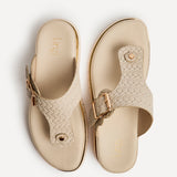 Jovelle Ivory Woven Toe Post Flat Sandal