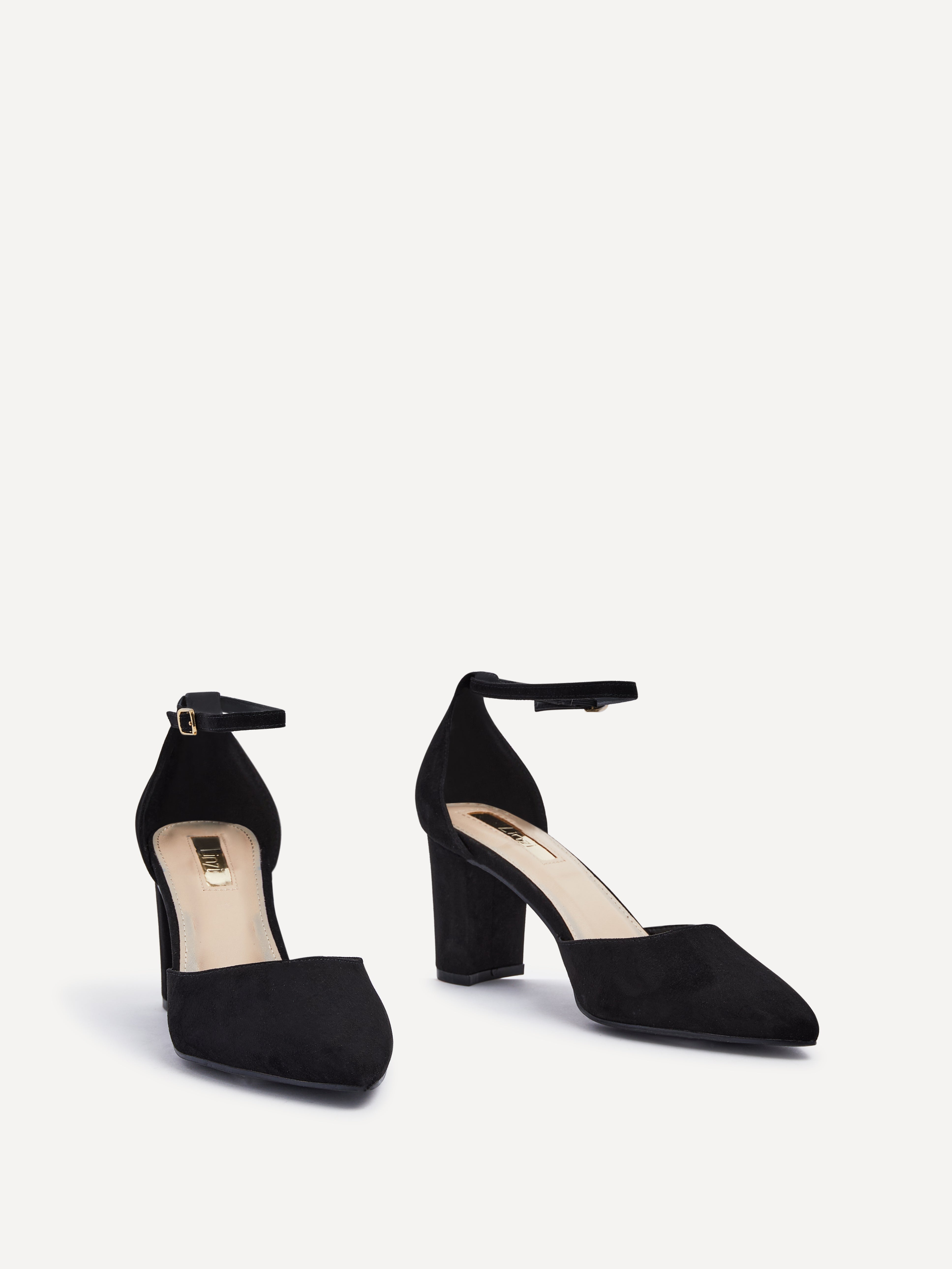 Suede Black Ankle Strap Shoes Low Heel Black Suede Mid Height