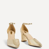 Jude Gold Faux Leather Court Heels