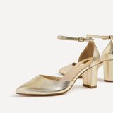 Jude Gold Faux Leather Court Heels