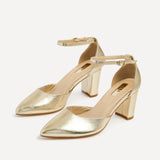 Jude Gold Faux Leather Court Heels