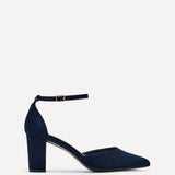 Jude Navy Faux Suede Court Heels