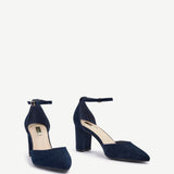 Jude Navy Faux Suede Court Heels