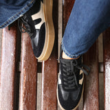 Kaia Black and Nude Faux Leather Trainers