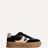 Kaia Black and Nude Faux Leather Trainers