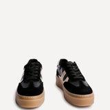Kaia Black and Nude Faux Leather Trainers