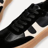 Kaia Black and Nude Faux Leather Trainers