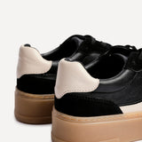 Kaia Black and Nude Faux Leather Trainers