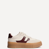 Kaia Nude and Burgundy Faux Leather Trainers