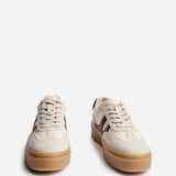 Kaia Nude and Burgundy Faux Leather Trainers