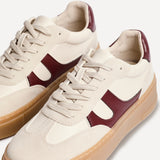 Kaia Nude and Burgundy Faux Leather Trainers