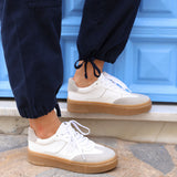 Kaia White and Grey Faux Leather Trainers