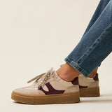 Kaia Nude and Burgundy Faux Leather Trainers