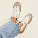 Kaia White and Grey Faux Leather Trainers