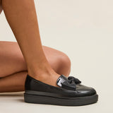 Kailey Wide Fit Black Patent Loafers