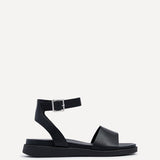 Kara Black Faux Leather Flatform Sandals