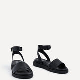 Kara Black Faux Leather Flatform Sandals