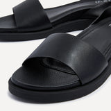 Kara Black Faux Leather Flatform Sandals
