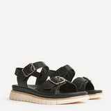 Karis Black Double Buckle Flat Sandals