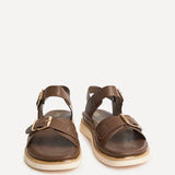 Karis Brown Double Buckle Flat Sandals