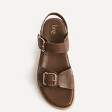 Karis Brown Double Buckle Flat Sandals