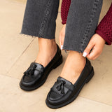 Kassidy Wide Fit Black Faux Loafers