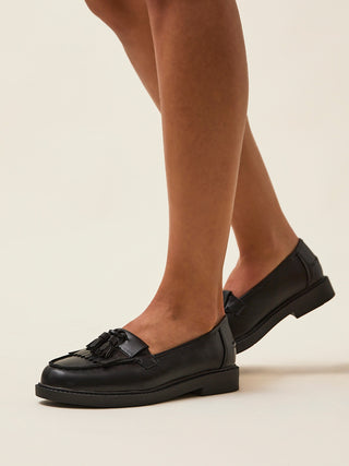Kassidy Wide Fit Black Faux Loafers