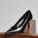 Kat Black Faux Leather Court Heels