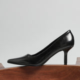 Kat Black Faux Leather Court Heels
