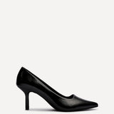 Kat Black Faux Leather Court Heels
