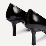 Kat Black Faux Leather Court Heels