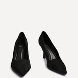Kat Black Faux Suede Court Heels