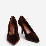 Kat Brown Velvet Classic Court Heels