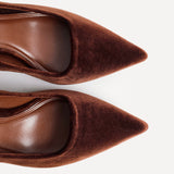 Kat Brown Velvet Classic Court Heels
