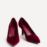 Kat Burgundy Velvet Classic Court Heels