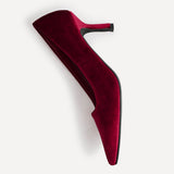Kat Burgundy Velvet Classic Court Heels