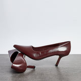 Kat Burgundy Faux Leather Court Heels