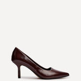 Kat Burgundy Faux Leather Court Heels