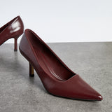 Kat Burgundy Faux Leather Court Heels