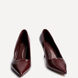 Kat Burgundy Faux Leather Court Heels