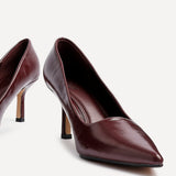 Kat Burgundy Faux Leather Court Heels