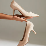 Kat Nude Faux Suede Court Heels