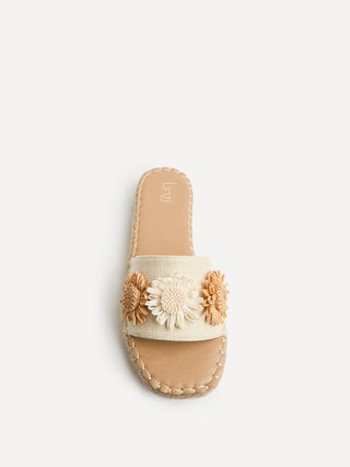 Kelani Ivory Raffia Sliders