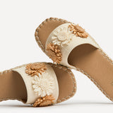 Kelani Ivory Raffia Sliders