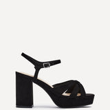 Keliah Black Faux Suede Platform Heels