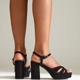 Keliah Black Faux Suede Platform Heels