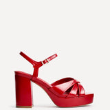 Keliah Red Faux Leather Platform Heels