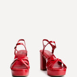 Keliah Red Faux Leather Platform Heels